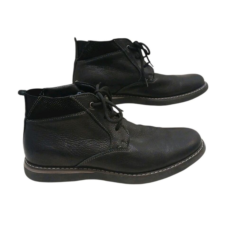 Nunn Bush Bayridge Plain Toe Chukka Boot Sz 10W Black Leather Tumbled‎ 84928-001